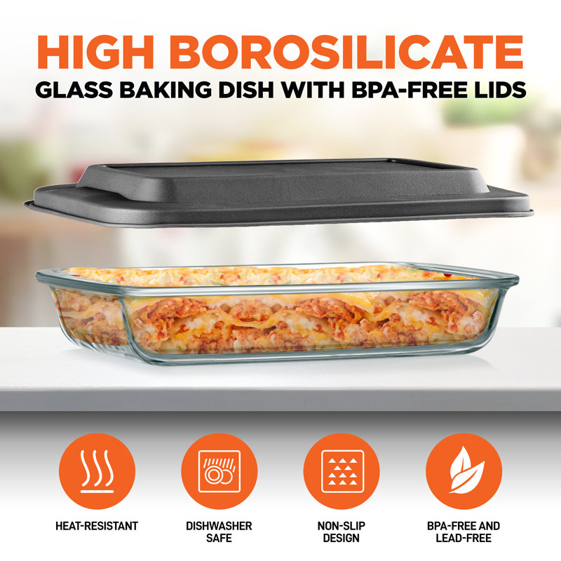 SereneLife 4 Sets Of High Borosilicate Rectangular Glass Bakeware Set With PE Lid Wayfair
